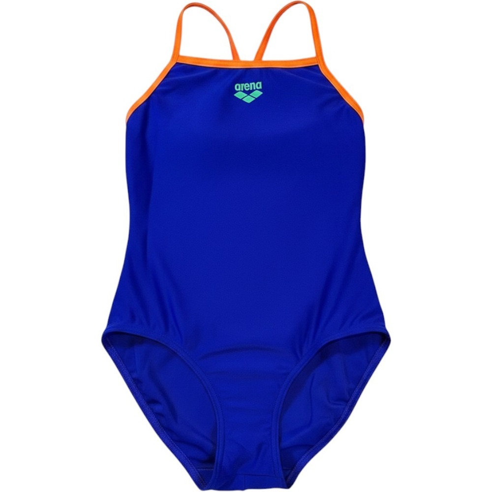 Arena Girls Light Drop Solid Swimsuit Neon Blue Team Orange US 8-10 26 NEW